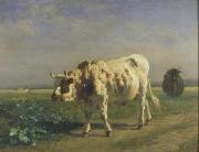 constant troyon The white bull. oil painting reproduction